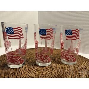Vintage 1970s Baltimore Cradle of the Star-Spangled Banner Tumbler Glasses Set 3